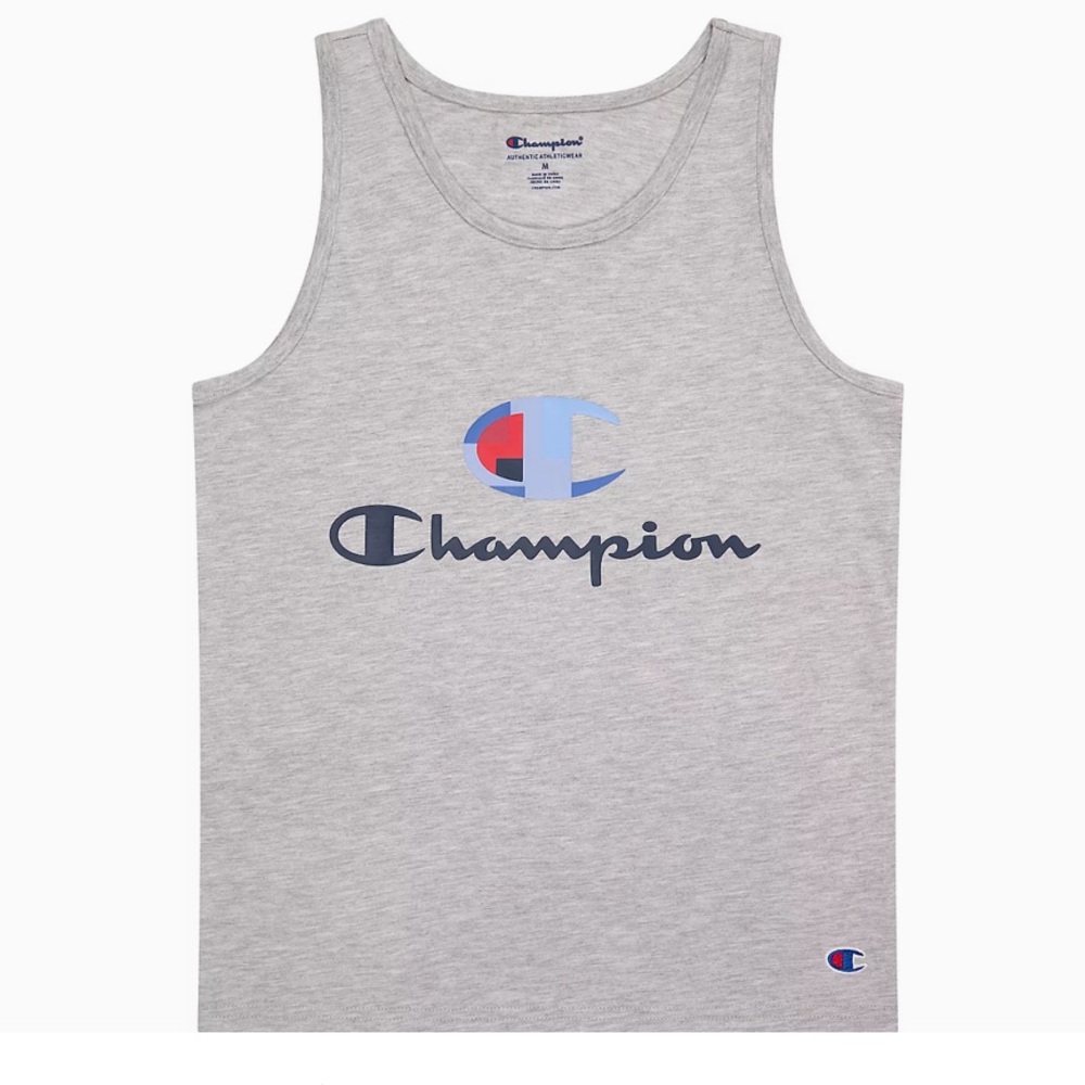 NWT-Boys Champion® Logo Tank Top-Color Oxford Heather.